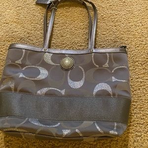Pewter and silver Coach medium size tote/ handbag